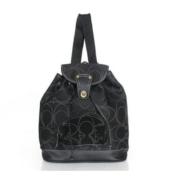 Coach Classic In Signature Medium Black Backpacks ACY - Click Image to Close